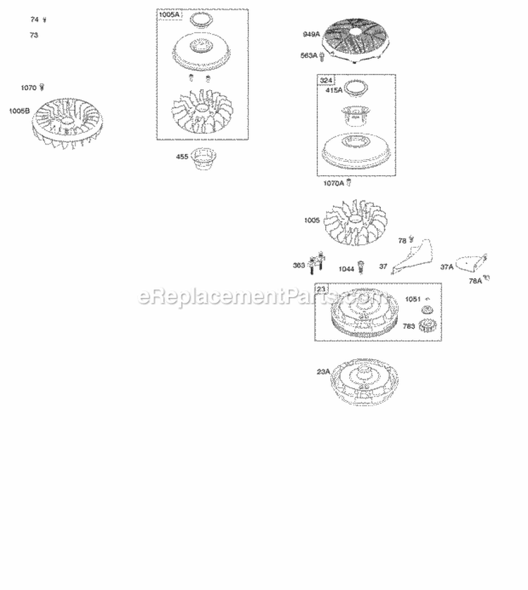 Flywheel Diagram and Parts List for 219807-0146-B1  Briggs and Stratton Engine